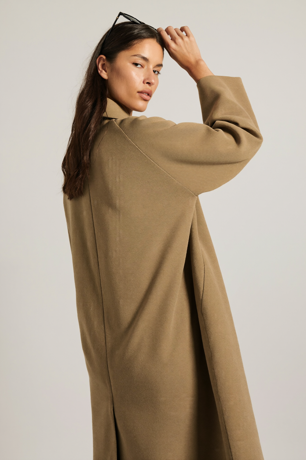 Løs strikkekåpe — Khaki